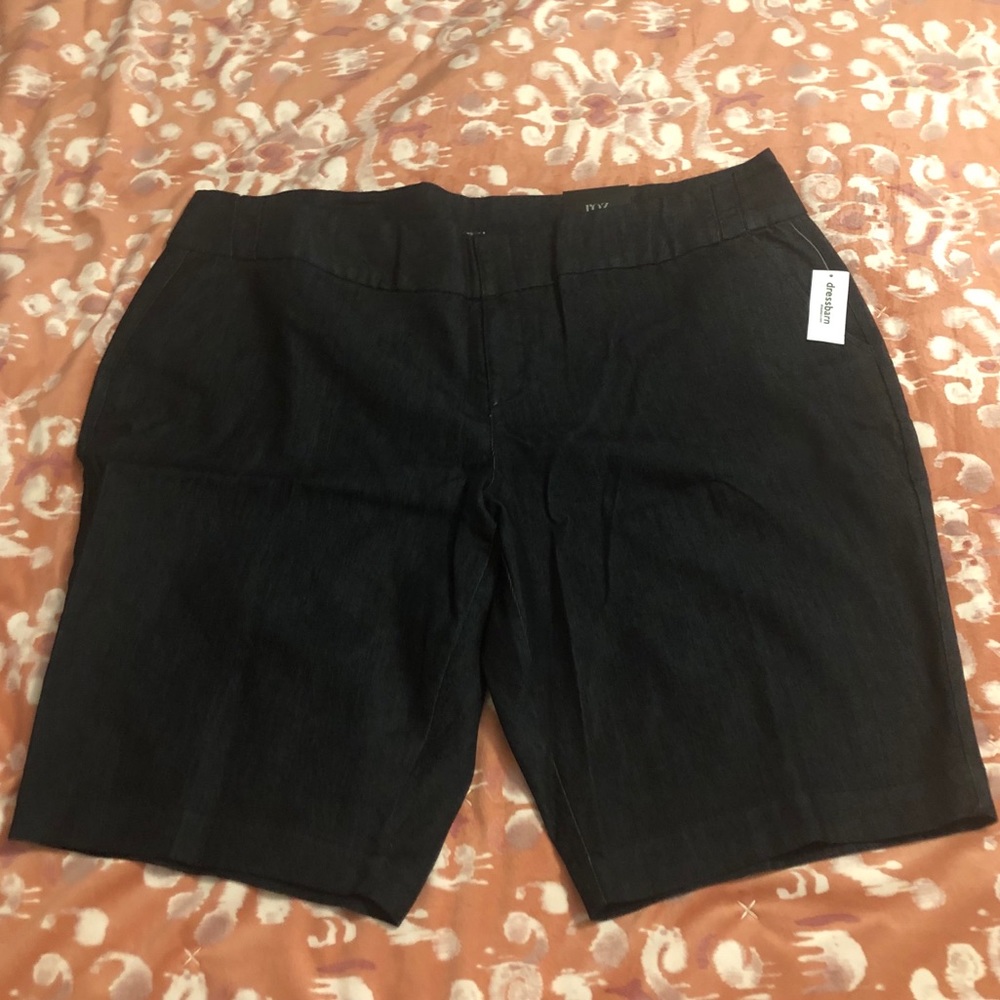 NWT black denim Bermuda shorts